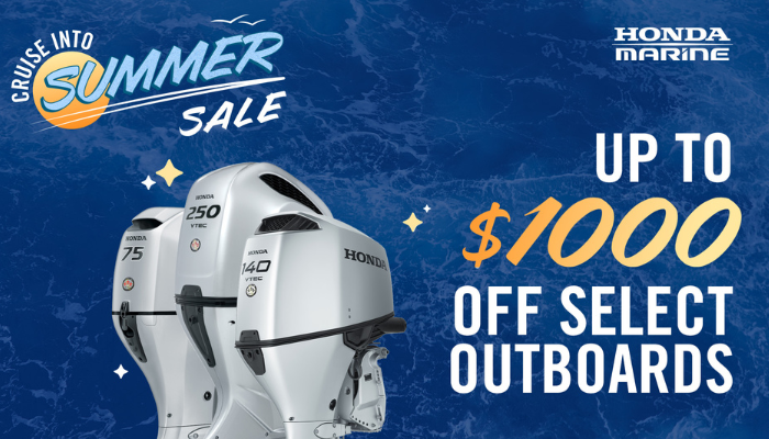 You are currently viewing Up to $1000 off Select Honda Outboards during the “Cruise Into Summer Sale”.